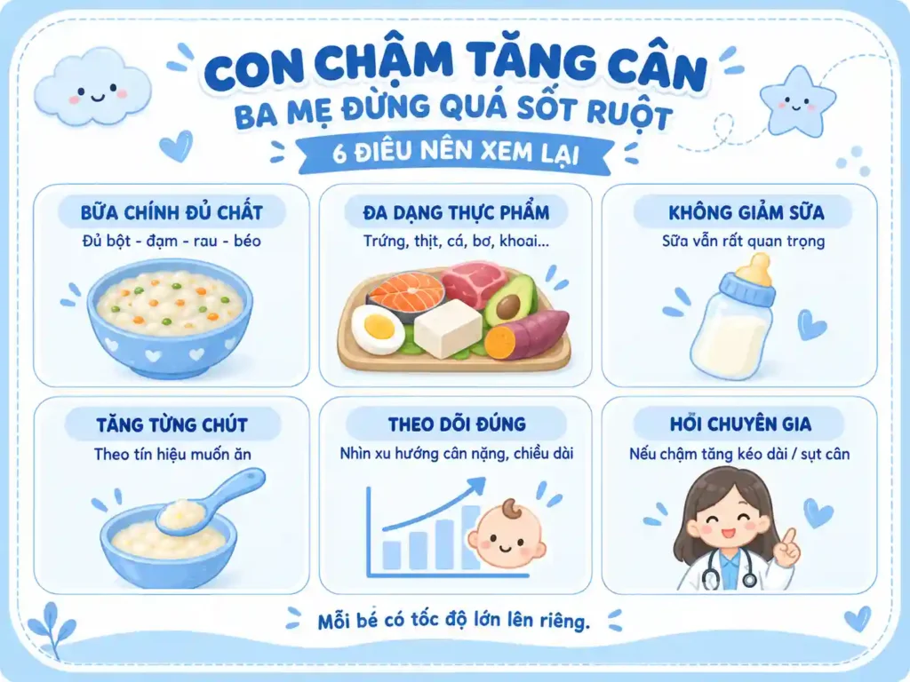 Thực đơn ăn dặm cho bé 8-9 tháng chậm tăng cân
