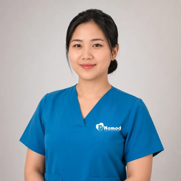 Nhân viên chăm bé thuộc đội ngũ NAMOD
